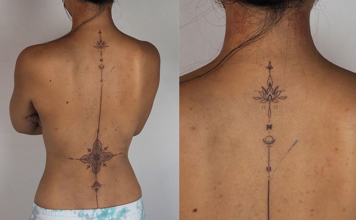 Unalome And Minimalist Lotus Temporary Tattoo - Set of 3 – Small Tattoos