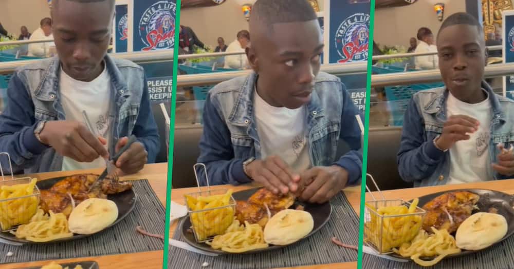 SA man eating at Spur struggles to use knife and fork, TikTok video shows  him using hands to eat: SA lol 