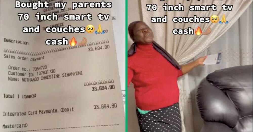 A woman bought her parents a smart TV and new couches