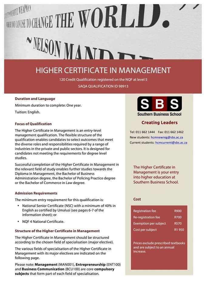 Southern Business School courses