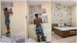 Man uses old newspapers to decorate apartment, saves money on wall paint, clip of interior decor goes viral