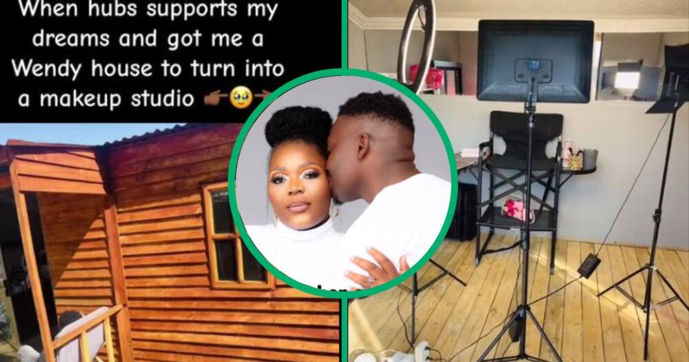 man buys wife wendy house and converts it into a makeup studio