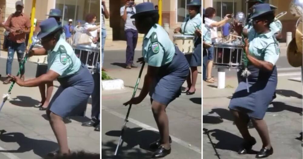 Police officer dances during parade