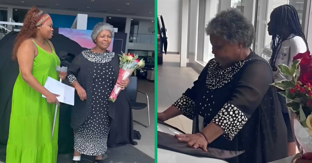 A granddaughter had her grandmother praying over her brand-new VW car at a dealership.