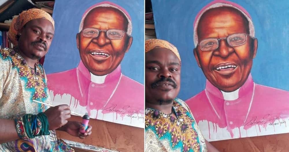 Rasta honours Desmond Tutu with portrait, Mzansi not impressed
