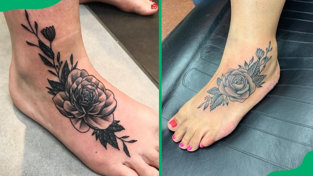 Rose tattoos on foot