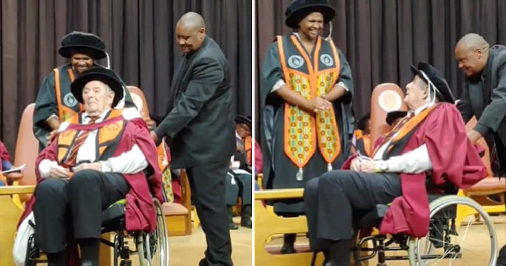 Taking the graduation stage in a wheelchair, Dr Jeffrey reminded people that it is never too late