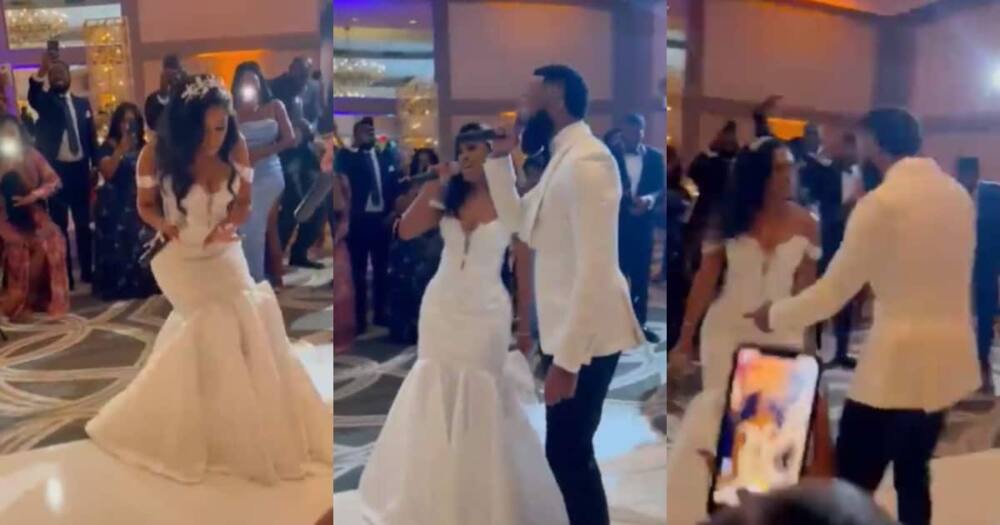 The bride was rapping as her hubby turned into her hype man.