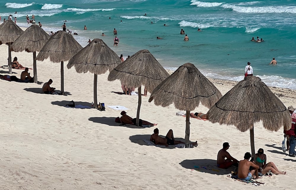 A view of Playa Delfines beach (Dolphin Beach) at the Hotel Zone of Cancun, Quintana Roo State