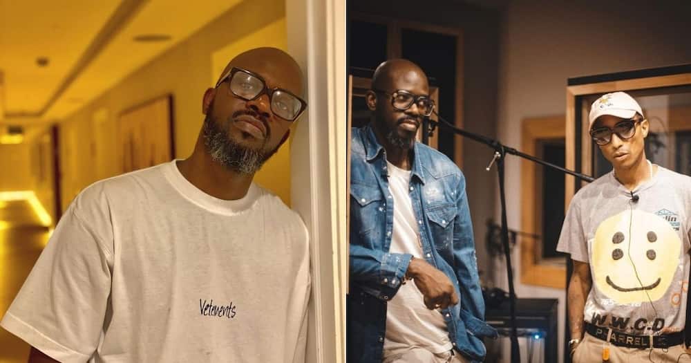 Black Coffee, Pharrell Williams and Jozzy cooking something in studio