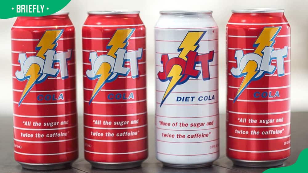 Jolt Cola cans with sugar and without sugar