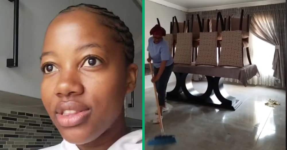 A woman shared a video of her cleaning her mother's houe