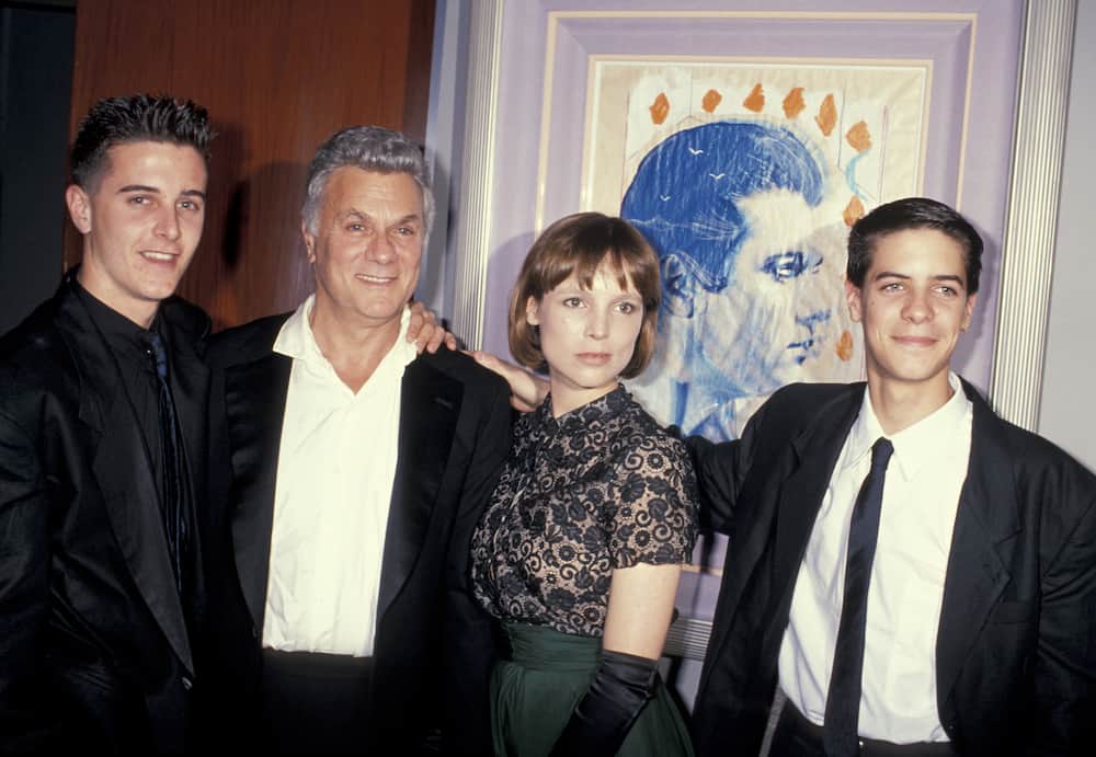 Actor Tony with his children Nicholas (far left), daughter Kelly, and son Ben (far right) in 1989.