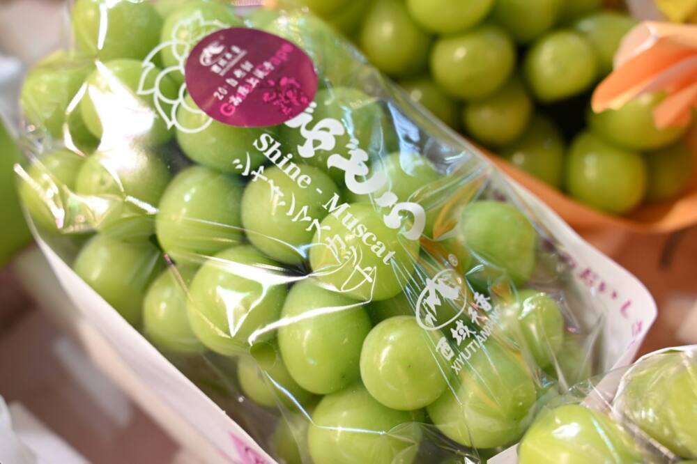China-grown Shine Muscat grapes are widely available on sale in Hong Kong