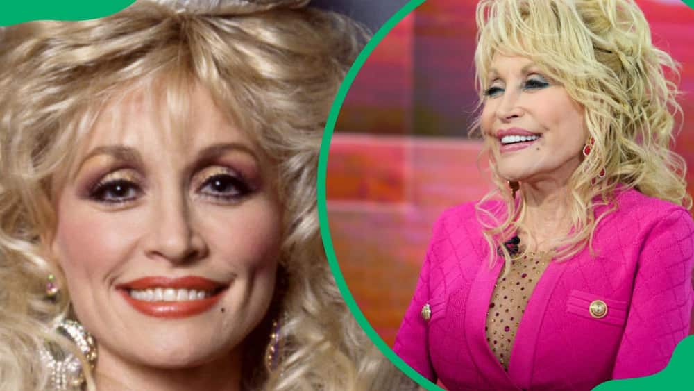 Dolly Parton posing for her birthday portrait (L). The businessman during the Today show (R)
