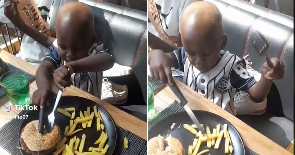 Kid uses fork and knife and goes TikTok viral