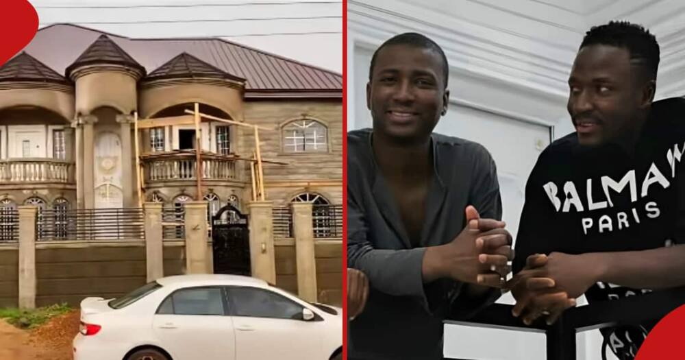 Mansion in Nigeria in first frame and next frame shows the two brothers.