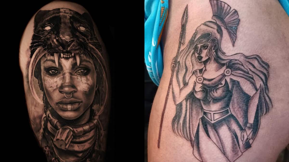Amazon.com: Female Warrior with Sword Waterproof Temporary Tattoo Sticker  Tatuajes Tatoo Sleeve Henna Tattoo Decals Body Art Stickers (Color :  Hb594x) : Beauty & Personal Care