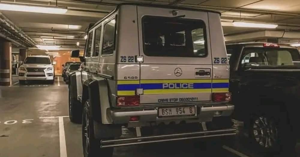 Mercedes G Wagon with SAPS branding and plates