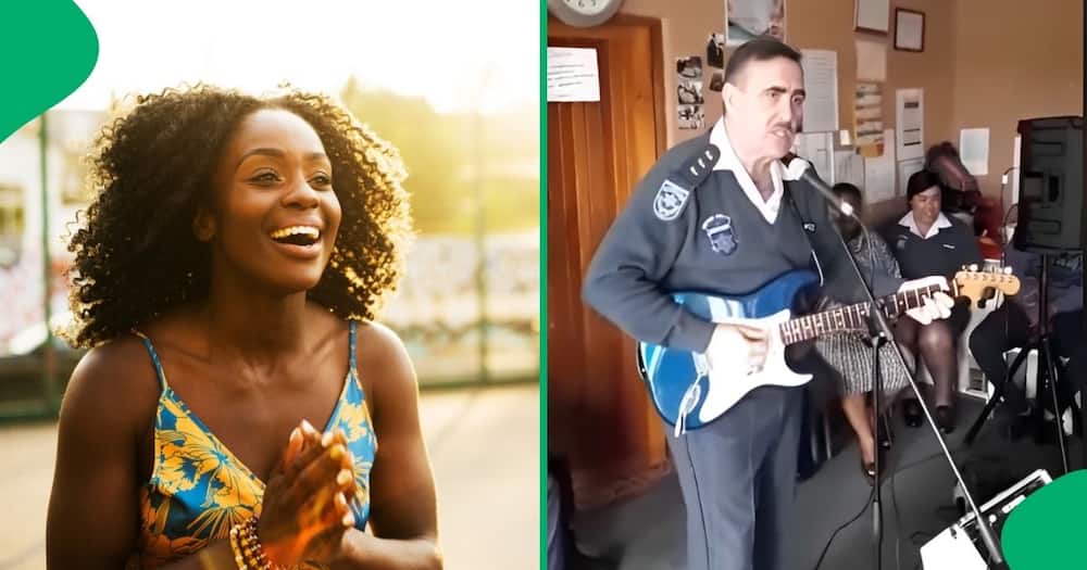 A Mzansi cop was filmed playing guitar and singing a song about loving a Zulu girl