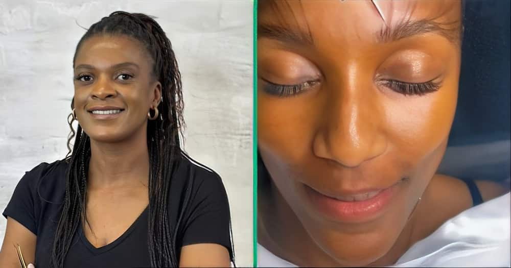 A woman took to TikTok to showcase the process for conducting eyebrow extensions.