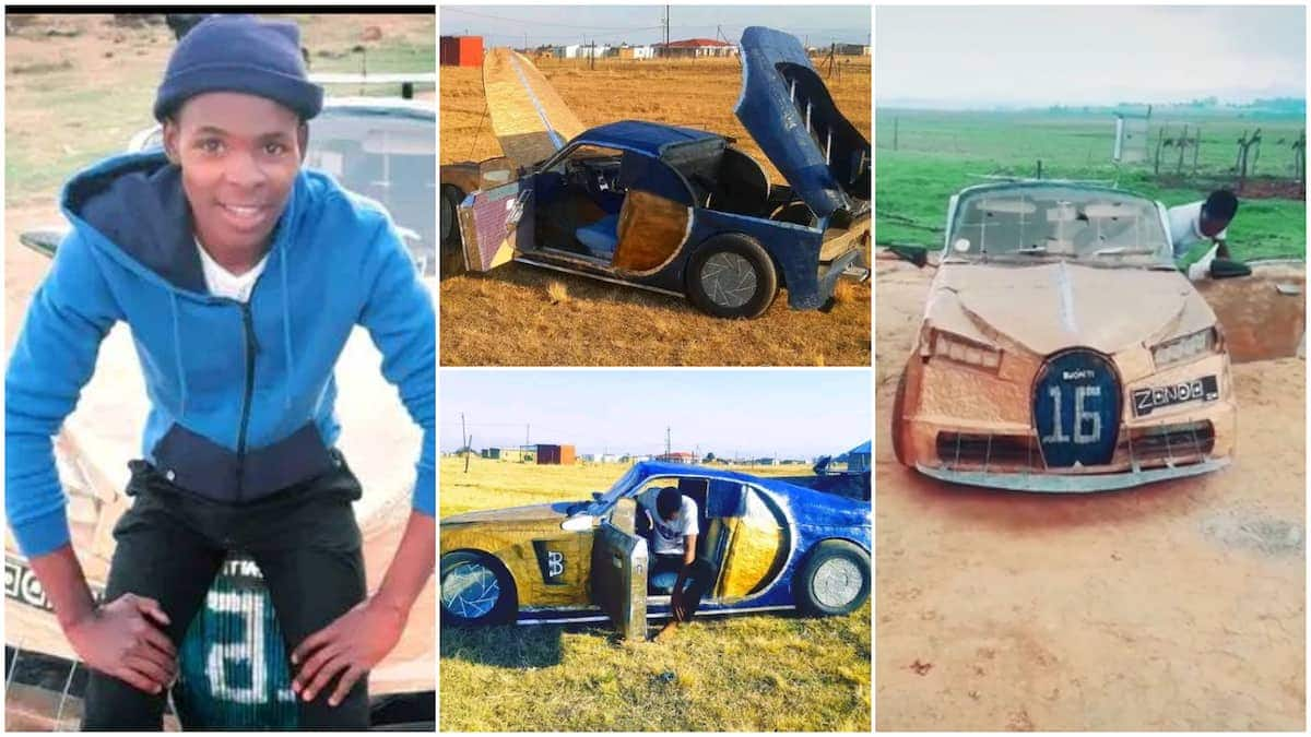 Talented Young Man Builds His Own Bugatti Car From Waste Materials, Drives It Like King in Video - Briefly.co.za