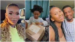 "God protect this man": Single mum rejoices as boyfriend bonds with her daughter, buys kid big box of gifts