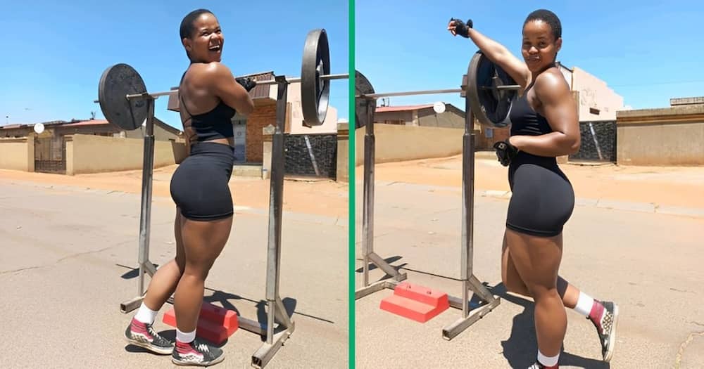 A South African woman had a workout session in the street