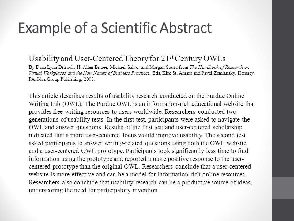 example of an abstract for a scientific research paper