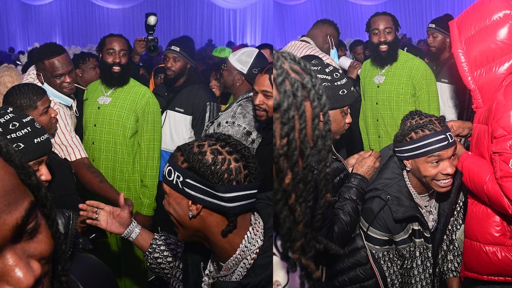 Basketballer James Harden and rapper Lil Baby attend Lil Baby's Ice Ball on 3 December 2020 in Atlanta, Georgia.