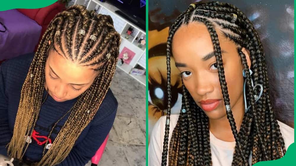 Braids with cuffs and highlights