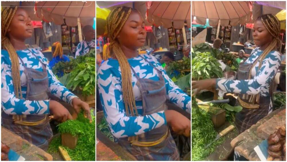 Vegetables in Nigeria/Lady worked in a market.