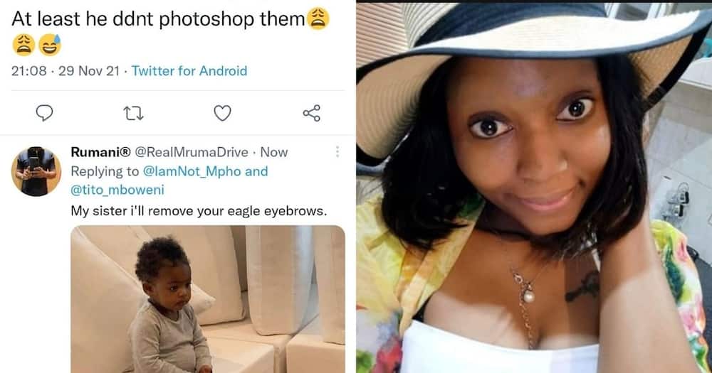 Rumani, The Cleaner, claps back, lady, no eyebrows, Photoshop, Mzansi reacts