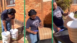 Creative woman upcycles old paint bucket into stunning woven basket in TikTok video, SA impressed