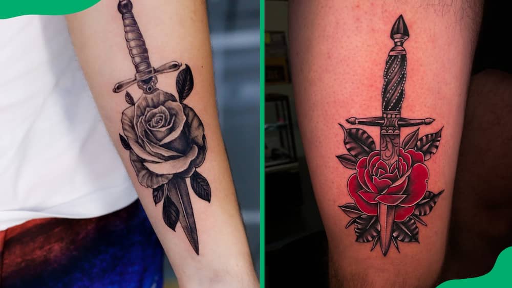 Rose and dagger tattoo