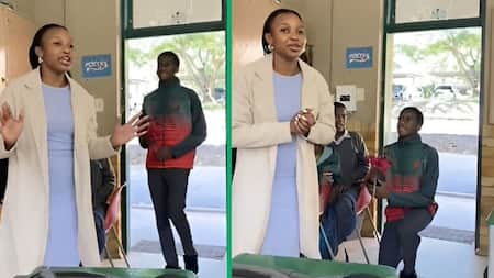 TikTok video of student gifting teacher crush with flowers on 1 knee goes viral, Mzansi amused