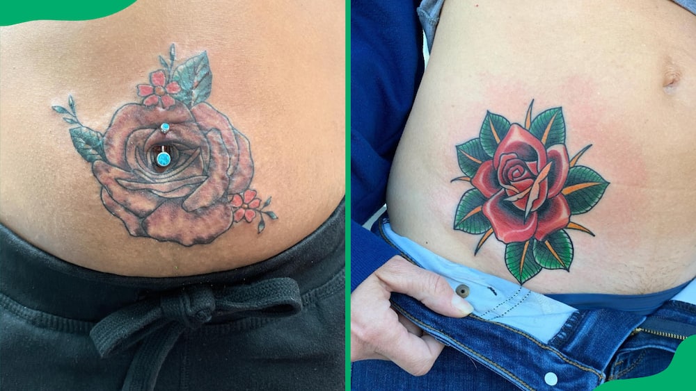Rose tattoo on belly