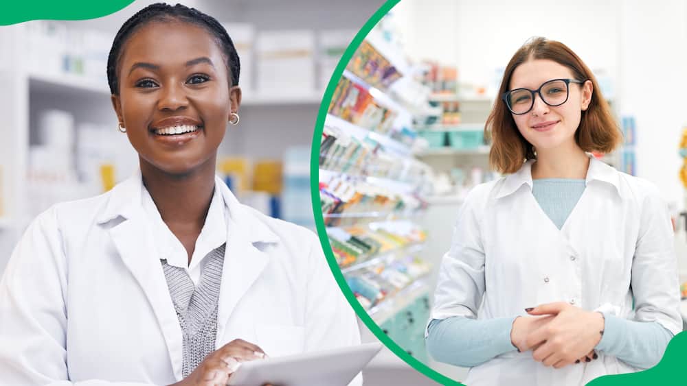 Happy female pharmacist in uniform