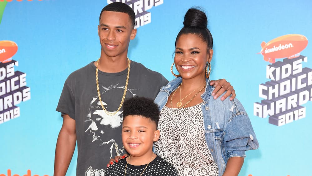 Actress Nia Long with sons Kez Sunday Udoka and Massai Zhivago Dorsey II during Nickelodeon's 2019 Kids' Choice Awards at Galen Center on 23 March 2019.