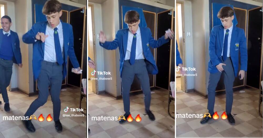 Schoolboy dancing to 'Mnike' in his uniform in video