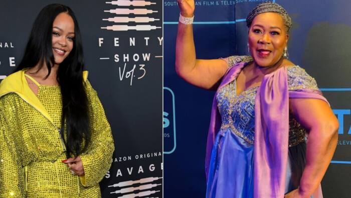 Connie Chiume rubs shoulders with Rihanna at 'Black Panther: Wakanda Forever' premier, fans can't get over sweet pic: "She upstaged Riri here"