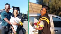 Taxi driver boyfriend surprises his girlfriend with flowers on graduation day in a video, SA in awe