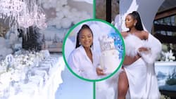 Ayanda Thabethe gives fans a glimpse of her whimsical all-white baby shower, confirms she is having a baby boy