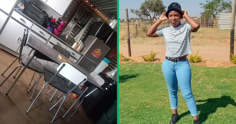 A lady in Gauteng who takes good care of her shack and decorates in nicely