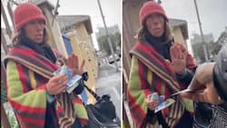 BI Phakathi gives money to kind homeless woman, insists that she treats herself