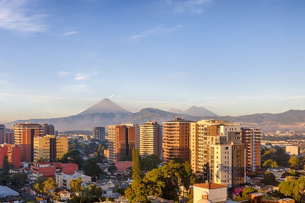 A panorama of Guatemala City early in the morning