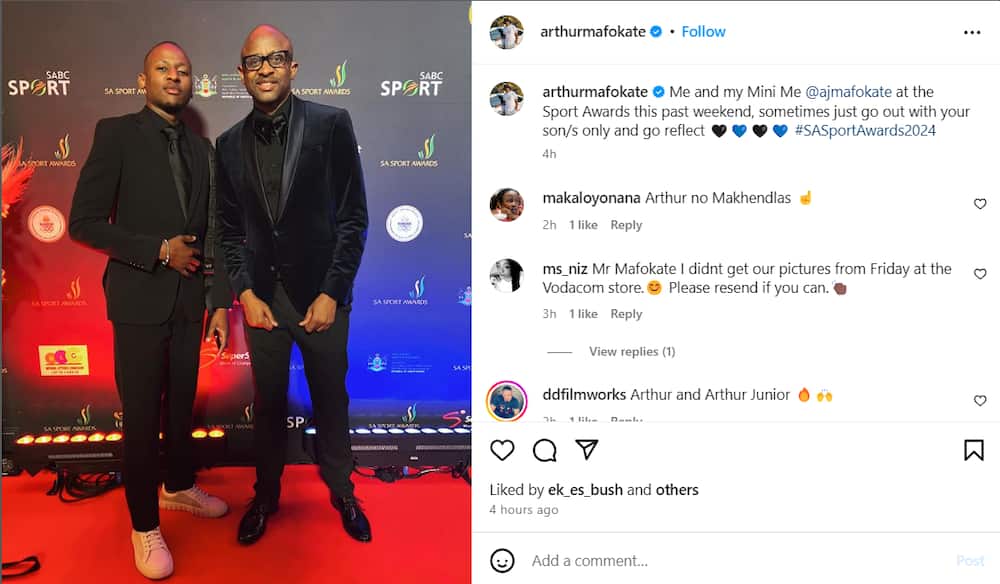 Arthur Mafokate and his son stunned at the SA Sports Awards red carpet