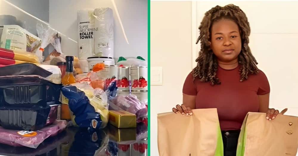Woman upacks Woolworths groceries worth thousands of rand