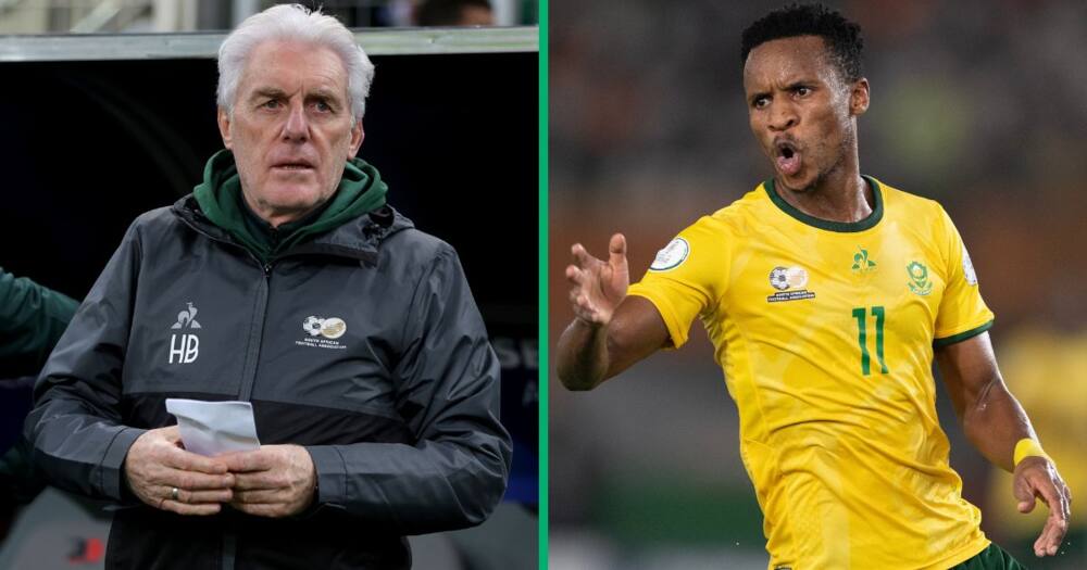 Bafana boss Hugo Broos was pleased with his side, including midfielder Themba Zwane during a 3-3 draw with Algeria.