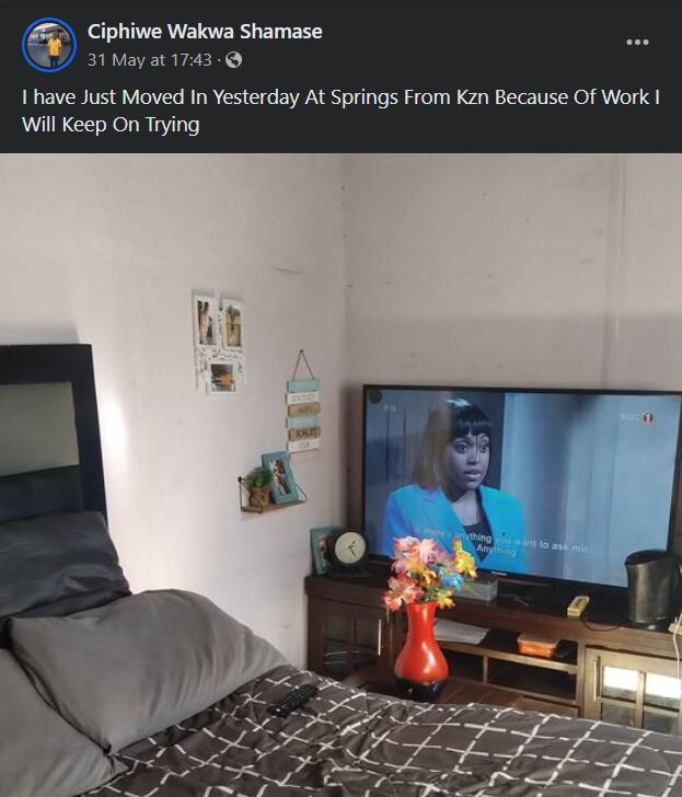 A South African man posted an image of his new rental home after moving to Springs, Gauteng